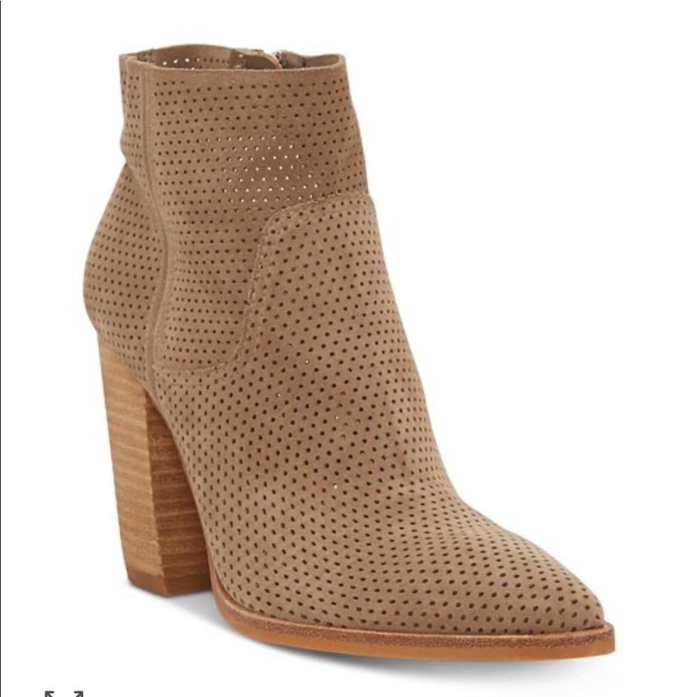 Vince Camuto Cava Perforated Stacked Heel Booties